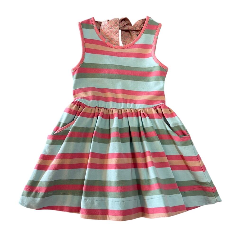 Matilda Jane Girls Pastel Striped Bow Back Pocket Dress, Toddler Size 2